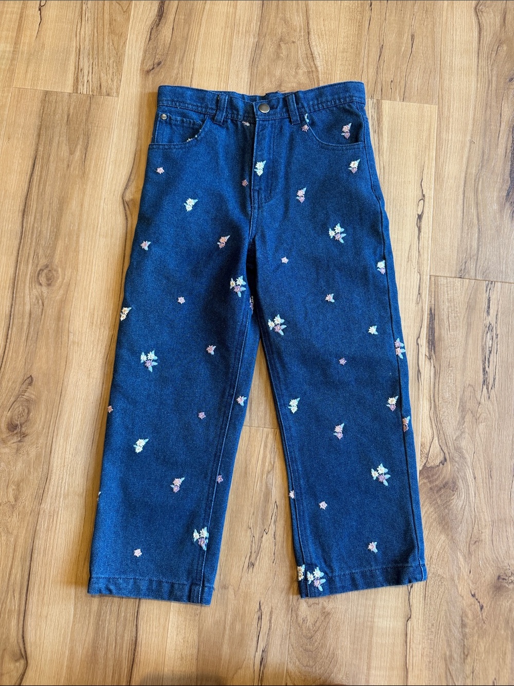 Floral wide leg jeans kids size 5/6